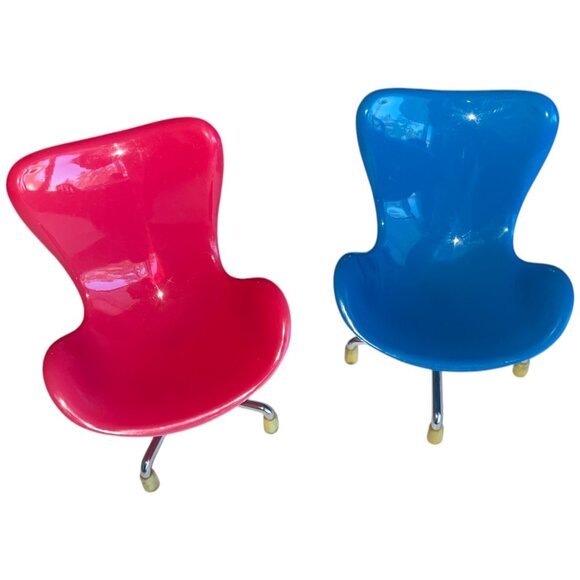 Other - 2 Miniature Toy Chairs for Doll House or Small Animals Blue‎ Pink